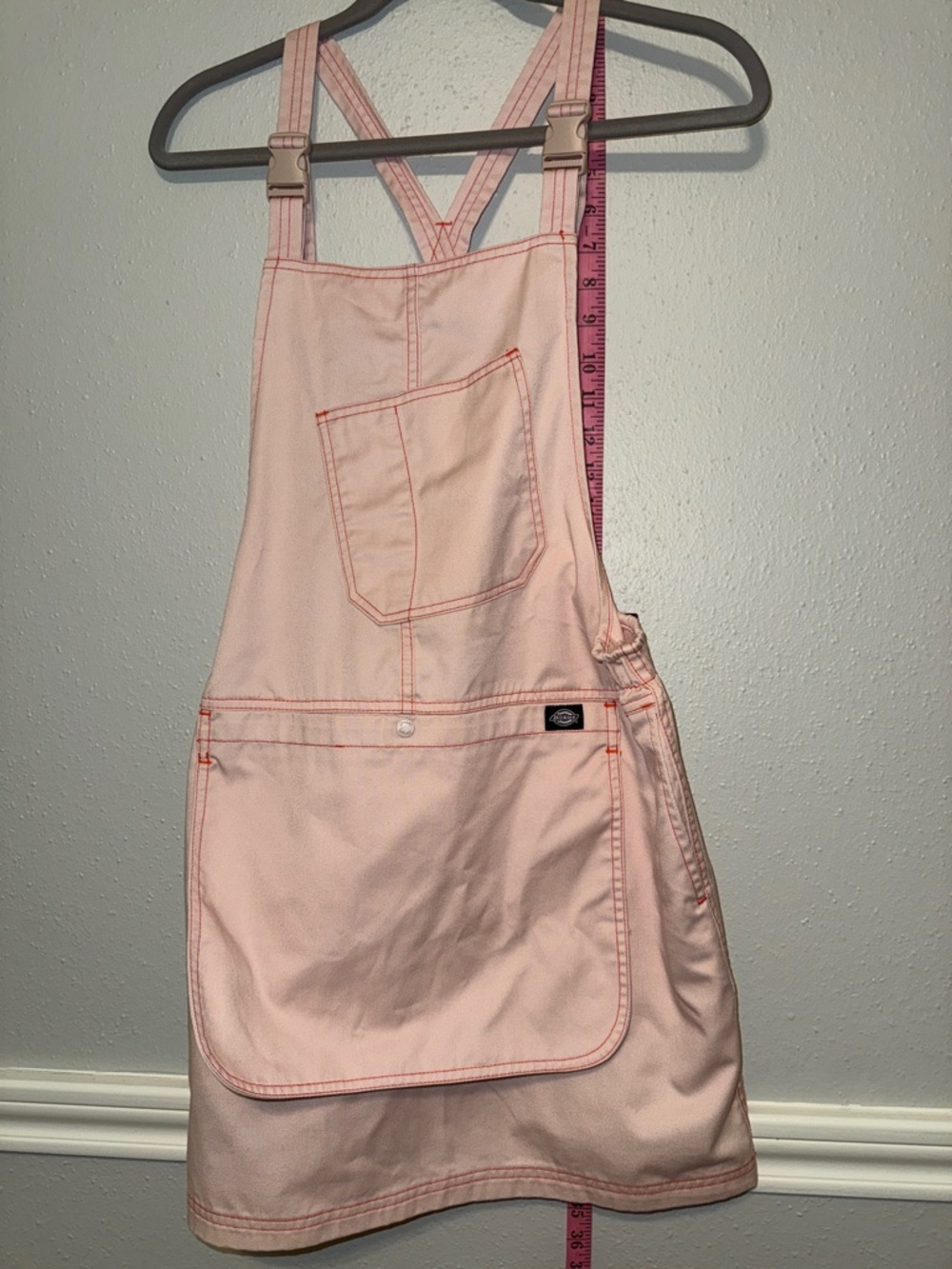 Dickies Pink Mini Dress with Orange Contrast Stitching
